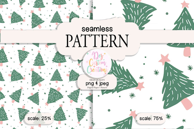 Cutesie Pink Christmas Pattern - Seamless Digital Paper Digital Pattern Dez Custom Creations 