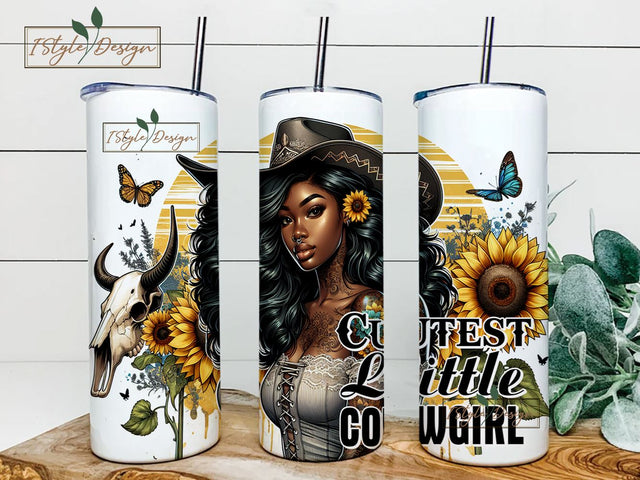 Cutest Little Cowgirl 20oz Skinny Tumbler Wrap, Western Tumbler Design, Cow Skull PNG, Sunflowers Tumbler Wrap, Instant Digital Download png Sublimation iStyleDesign 