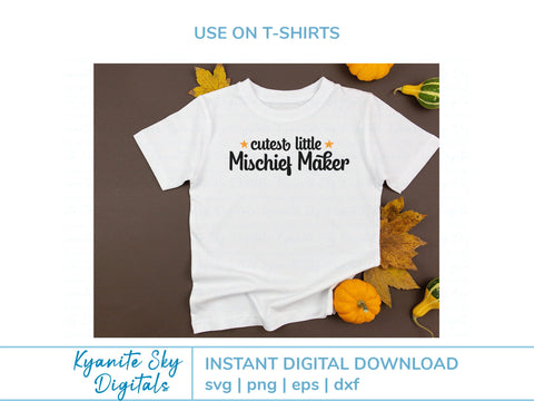 Cutest Little Mischief Maker SVG kids phrase SVG Kyanite Sky Digitals 