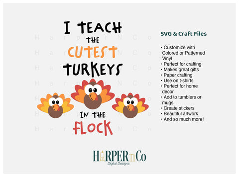 Cutest Turkeys SVG PNG Cut EPS File SVG HarperNCo 