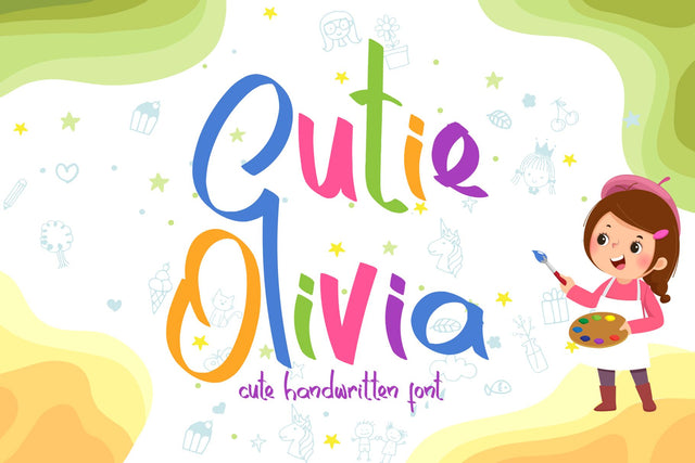 Cutie Olivia - Realistic Kids Handwritten Font Mozzatype 