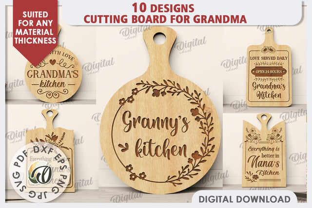 Cutting Board for Grandma Laser Cut Bundle. Grandma Gift SVG SVG Evgenyia Guschina 
