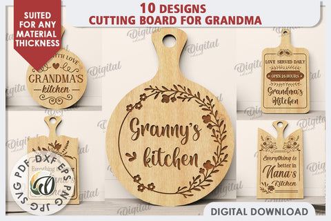 Cutting Board for Grandma Laser Cut Bundle. Grandma Gift SVG SVG Evgenyia Guschina 