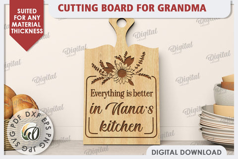 Cutting Board for Grandma Laser Cut Bundle. Grandma Gift SVG SVG Evgenyia Guschina 