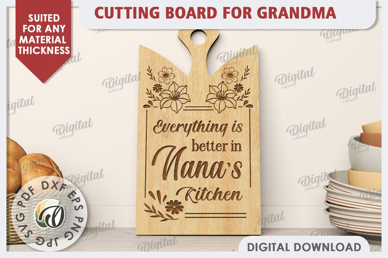 Cutting Board for Grandma Laser Cut. Grandma Gift SVG SVG Evgenyia Guschina 