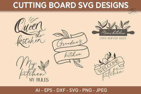 Cutting board SVG bundle Kitchen quotes svg Glowforge svg SVG Paperjamlab 