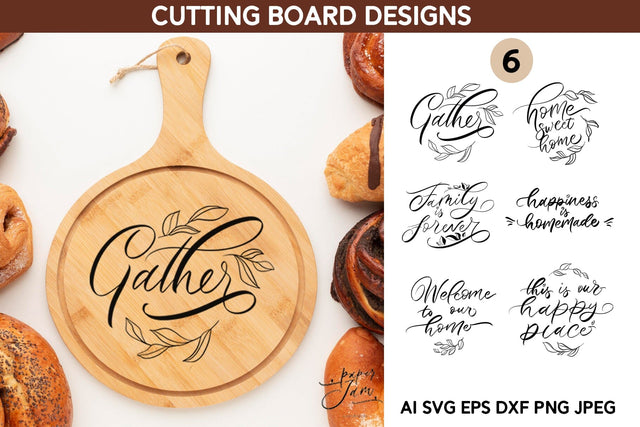 Cutting board SVG for Cricut Glowforge Kitchen svg dxf png SVG Paperjamlab 