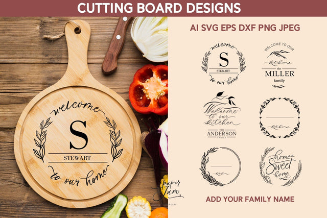 Cutting board SVG Kitchen svg Glowforge design svg SVG Paperjamlab 