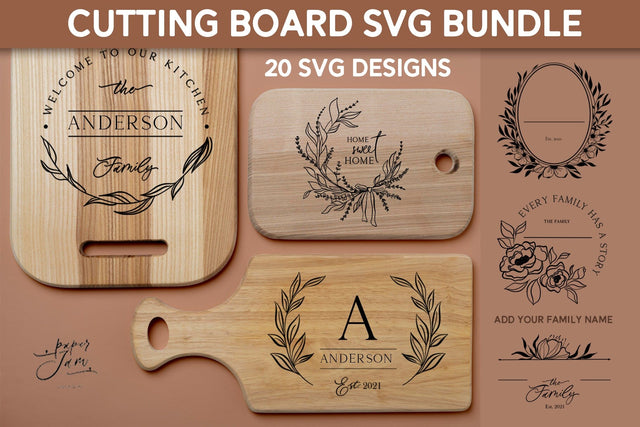 Cutting board SVG PNG Floral Kitchen svg bundle SVG Paperjamlab 