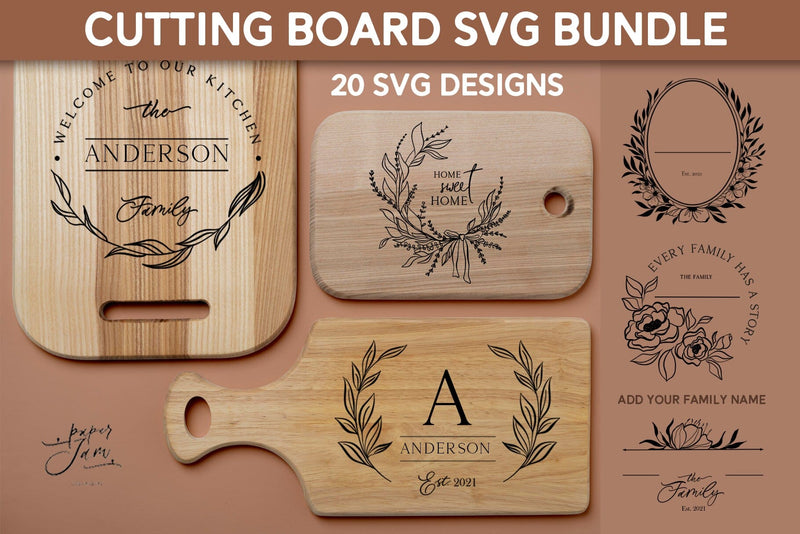 Cutting board SVG PNG Floral Kitchen svg bundle SVG Paperjamlab 