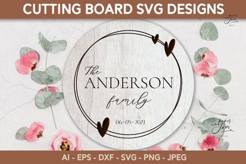 Cutting board SVG PNG Wedding Kitchen monogram SVG bundle SVG Paperjamlab 