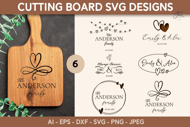 Cutting board SVG PNG Wedding Kitchen monogram SVG bundle SVG Paperjamlab 