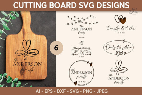Cutting board SVG PNG Wedding Kitchen monogram SVG bundle SVG Paperjamlab 