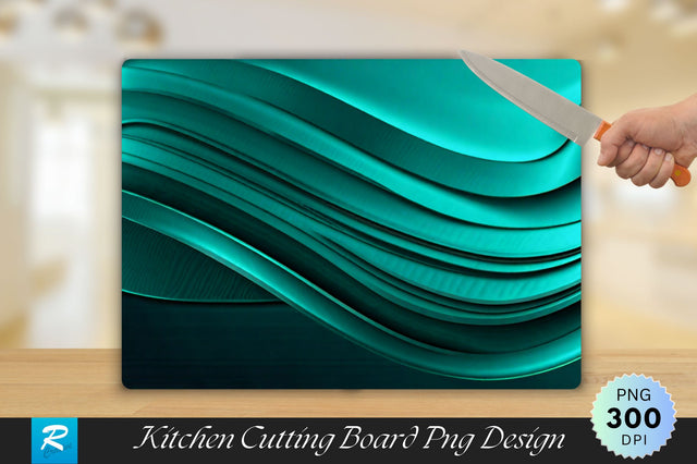 Cyan Wavy Cutting Board Sublimation Regulrcrative 