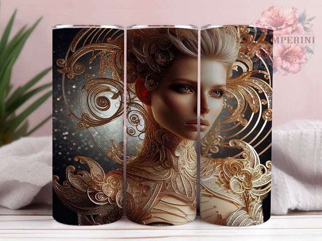 Cyber Princess Robot Tumbler, Sci-Fi Cyber Wrap, 20oz Tumbler Sublimation, Futuristic Robot Girl Design, Techno Royalty Sublimation, Cyberpunk Princess Tumbler, Digital Diva Wrap Sublimation Li Zamperini 