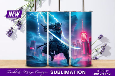 Cyberpunk Samurai With Katana In Futuristic City Sublimation Regulrcrative 