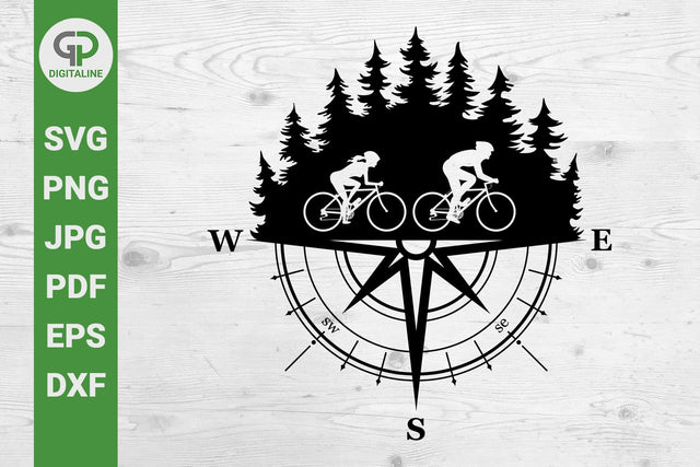 Cycling Couple and Compass SVG, Woods SVG, Man Cyclist SVG, Woman Cyclist SVG, Bike SVG, Forest SVG, Pine Trees SVG, Racing SVG, Guy SVG, Girl SVG, Bicycle SVG, Traveling SVG, Nature SVG, Outdoor SVG SVG GPDigitaline 
