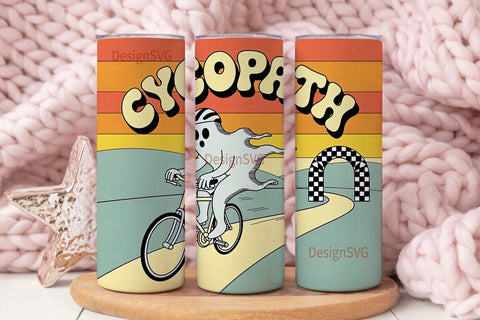 Cycling Ghost 20oz Tumbler Wrap Sublimation DesignSVG 