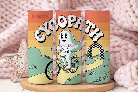 Cycling Ghost 20oz Tumbler Wrap Sublimation DesignSVG 