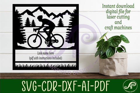 Cycling male Name sign svg laser cut template SVG APInspireddesigns 