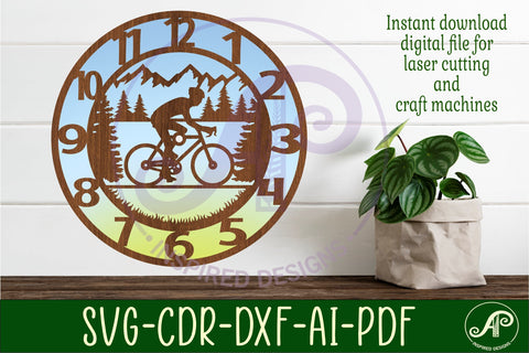 Cycling wall clock laser cut template files, SVG file. SVG APInspireddesigns 