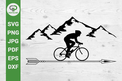 Cyclist SVG, Mountain and Arrow SVG, Cycling SVG, Cycler SVG, Racing SVG, Racer SVG, Traveling SVG, Bike SVG, Adventure SVG, Nature SVG, Outdoor SVG SVG GPDigitaline 