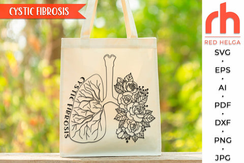 Cystic Fibrosis SVG, Lungs with Roses Cut File, Floral Lungs SVG RedHelgaArt 