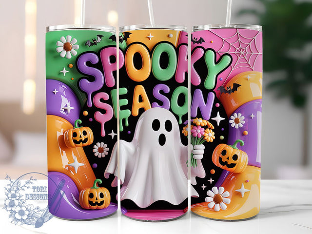 D Spooky Season Ghost Halloween Tumbler, Spooky Season Wrap, Halloween Cup Design, 20Oz Sublimation Tumbler, Haunted Drinkware, Ghost Lover Gift, Creepy Cute Wrap Sublimation ToriDesigns 