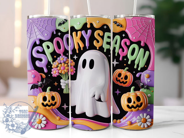 D Spooky Season Ghost Halloween Tumbler, Spooky Season Wrap, Halloween Cup Design, 20Oz Sublimation Tumbler, Haunted Drinkware, Ghost Lover Gift, Creepy Cute Wrap Sublimation ToriDesigns 