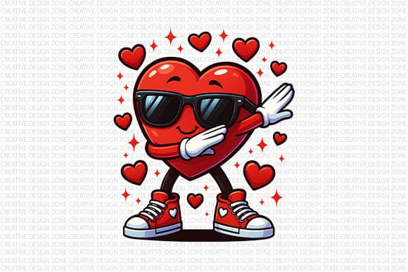 Dabbing Heart Cool Valentine PNG SVG BillahCrafts 