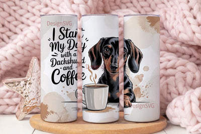Dachshund and Coffee 20oz Tumbler Wrap Sublimation DesignSVG 