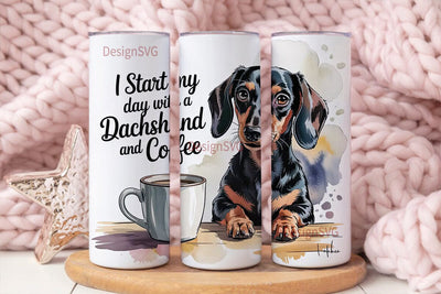 Dachshund and Coffee 20oz Tumbler Wrap Sublimation DesignSVG 