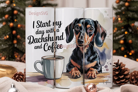Dachshund and Coffee 20oz Tumbler Wrap Sublimation DesignSVG 