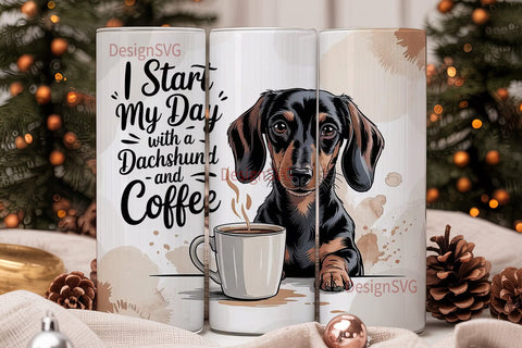 Dachshund and Coffee 20oz Tumbler Wrap Sublimation DesignSVG 