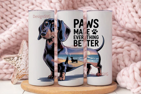 Dachshund Beach 20oz Tumbler Wrap Sublimation DesignSVG 