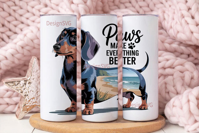 Dachshund Beach 20oz Tumbler Wrap Sublimation DesignSVG 