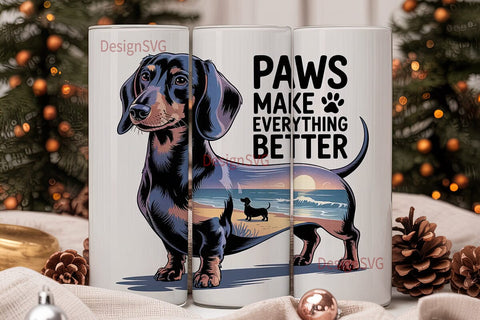 Dachshund Beach 20oz Tumbler Wrap Sublimation DesignSVG 