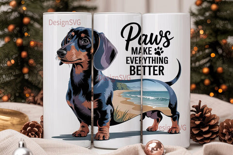 Dachshund Beach 20oz Tumbler Wrap Sublimation DesignSVG 