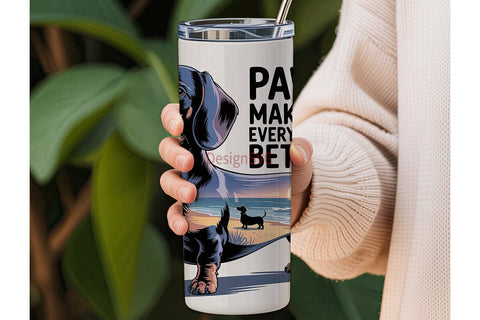 Dachshund Beach 20oz Tumbler Wrap Sublimation DesignSVG 