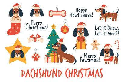 Dachshund Dog Christmas PNG Clipart Sublimation Rin Green 