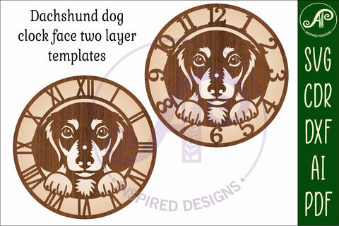 Dachshund Dog clock laser cut files, SVG file SVG APInspireddesigns 