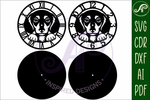 Dachshund Dog clock laser cut files, SVG file SVG APInspireddesigns 