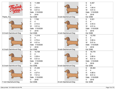 Dachshund Dog Embroidery Design – Cute Wiener Dog Machine Embroidery File, Sausage Dog Doxie Pet Embroidery Design Embroidery/Applique DESIGNS PatternFeed8 