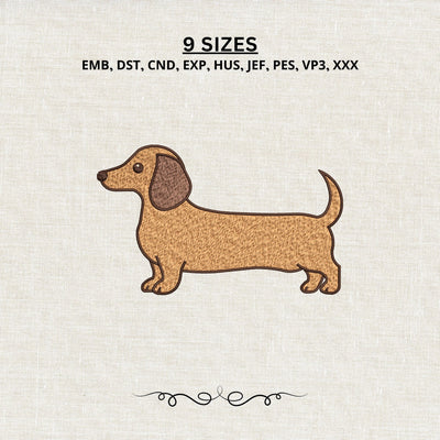 Dachshund Dog Embroidery Design – Cute Wiener Dog Machine Embroidery File, Sausage Dog Doxie Pet Embroidery Design Embroidery/Applique DESIGNS PatternFeed8 