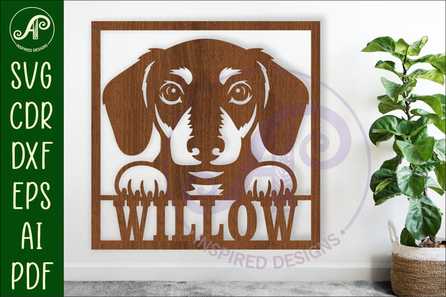 Dachshund Dog name wall art sign or card SVG APInspireddesigns 