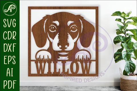 Dachshund Dog name wall art sign or card SVG APInspireddesigns 