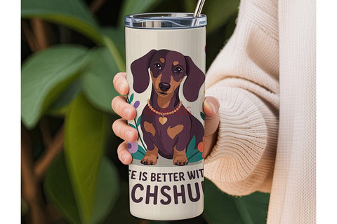 Dachshund Floral Tumbler Wrap Sublimation DesignSVG 
