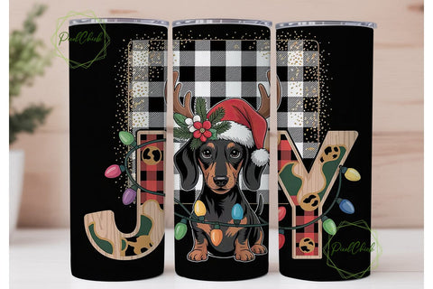 Dachshund Joy Christmas Tumbler Wrap Sublimation PixelChick 
