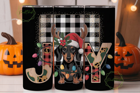Dachshund Joy Christmas Tumbler Wrap Sublimation PixelChick 