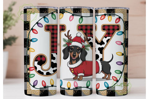 Dachshund Joy Christmas Tumbler Wrap Sublimation PixelChick 